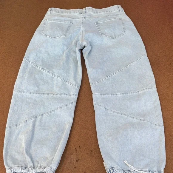 High Waisted Cropped Barrel jeans Light Blue Women's 90’ baggy boho - Picture 3 of 11